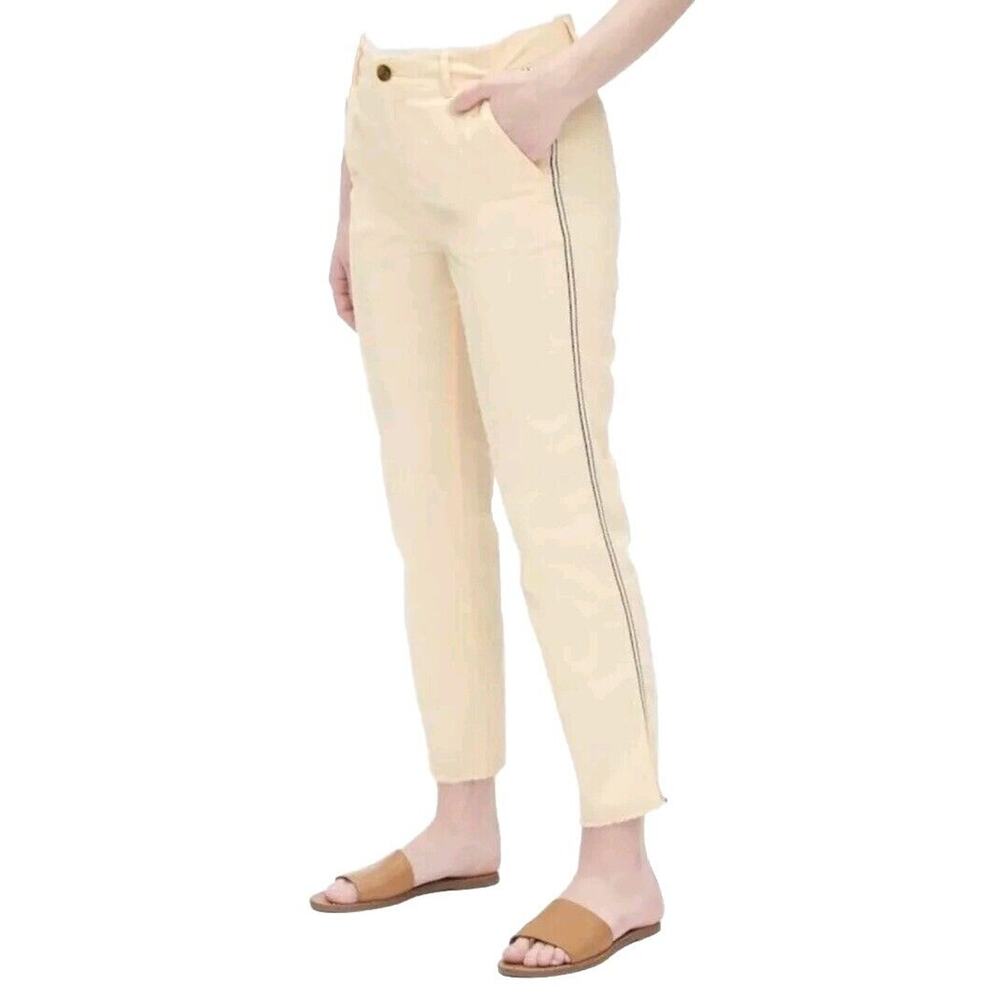 GAP Womens 14‎ Pants Girlfriend Twill Side Stripe Chinos Raw Hem Stretch Cotton